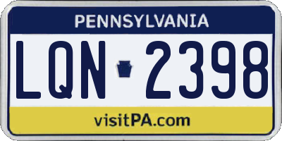 PA license plate LQN2398