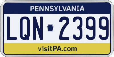 PA license plate LQN2399