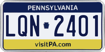 PA license plate LQN2401