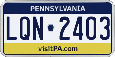 PA license plate LQN2403