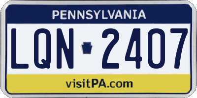 PA license plate LQN2407