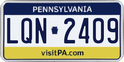 PA license plate LQN2409