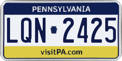 PA license plate LQN2425