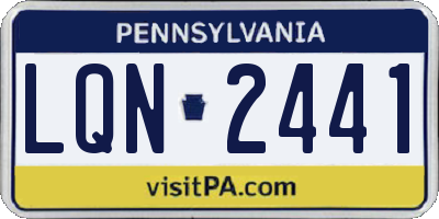 PA license plate LQN2441