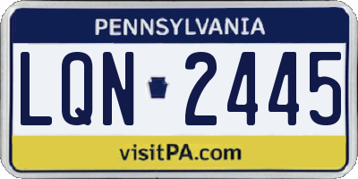 PA license plate LQN2445