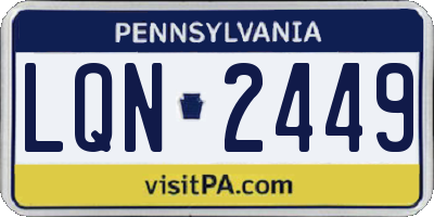 PA license plate LQN2449