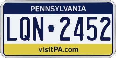 PA license plate LQN2452