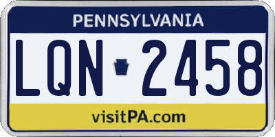 PA license plate LQN2458