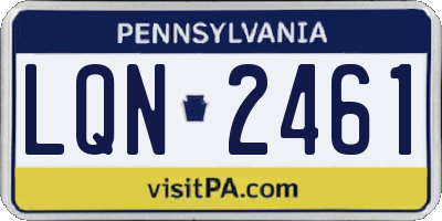 PA license plate LQN2461
