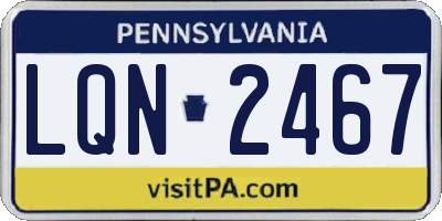 PA license plate LQN2467