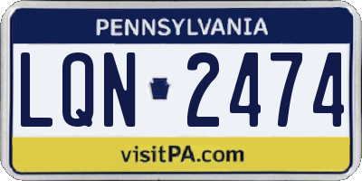 PA license plate LQN2474