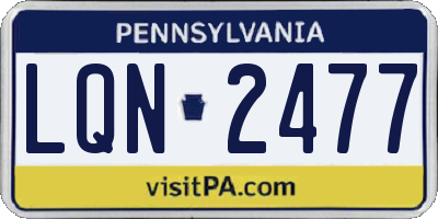 PA license plate LQN2477