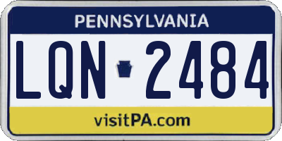 PA license plate LQN2484