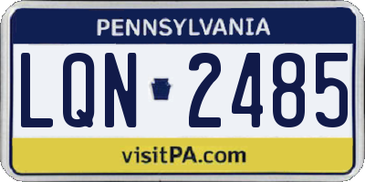 PA license plate LQN2485
