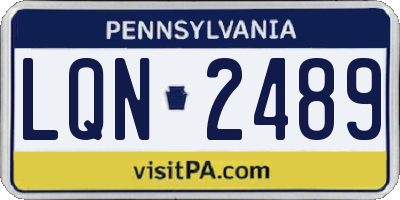 PA license plate LQN2489