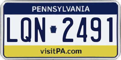 PA license plate LQN2491