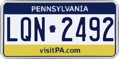 PA license plate LQN2492