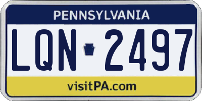 PA license plate LQN2497