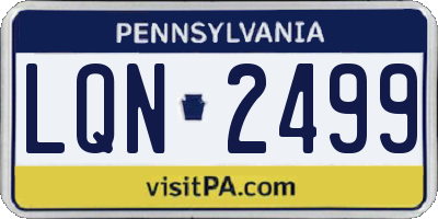 PA license plate LQN2499