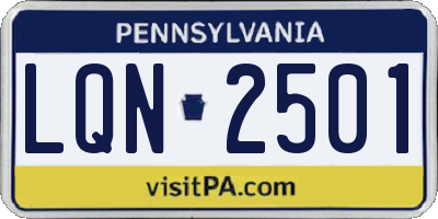 PA license plate LQN2501