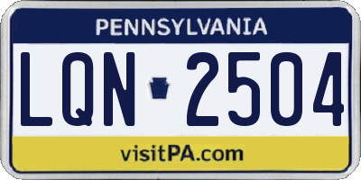 PA license plate LQN2504