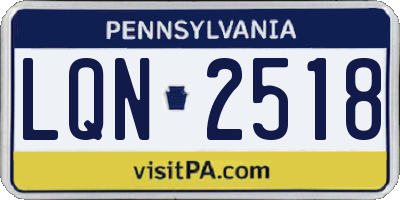 PA license plate LQN2518