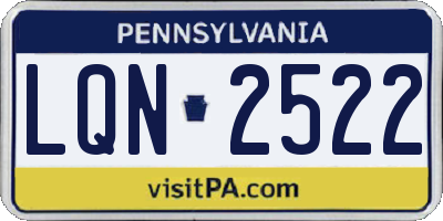 PA license plate LQN2522