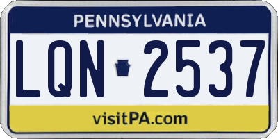 PA license plate LQN2537