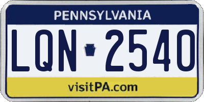 PA license plate LQN2540