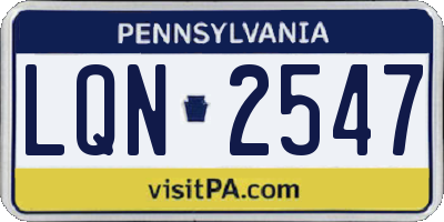 PA license plate LQN2547