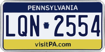 PA license plate LQN2554