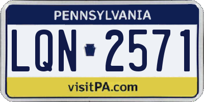 PA license plate LQN2571