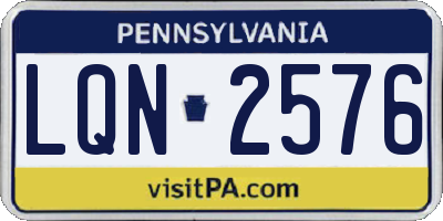 PA license plate LQN2576