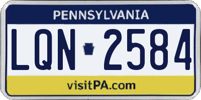 PA license plate LQN2584