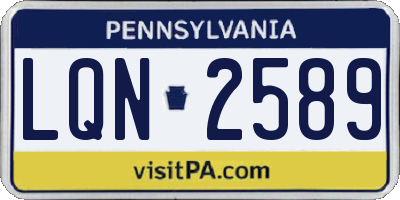 PA license plate LQN2589
