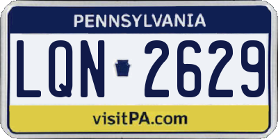 PA license plate LQN2629