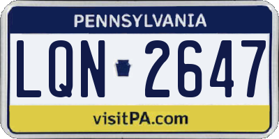 PA license plate LQN2647