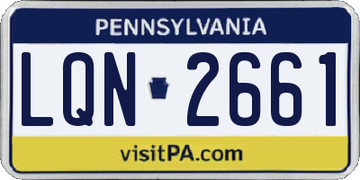 PA license plate LQN2661