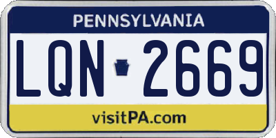 PA license plate LQN2669