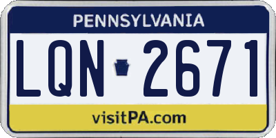 PA license plate LQN2671