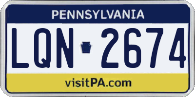 PA license plate LQN2674