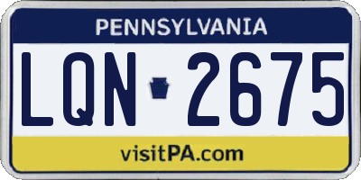 PA license plate LQN2675