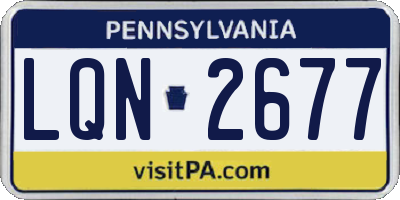 PA license plate LQN2677