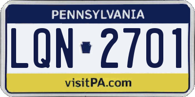 PA license plate LQN2701