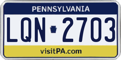 PA license plate LQN2703