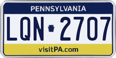 PA license plate LQN2707