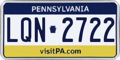 PA license plate LQN2722