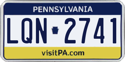 PA license plate LQN2741