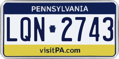 PA license plate LQN2743