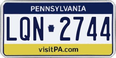 PA license plate LQN2744